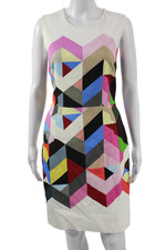 Preen By Thornton Bregazzi Women Sheath Dress Multi-Color Sleeveless Size L