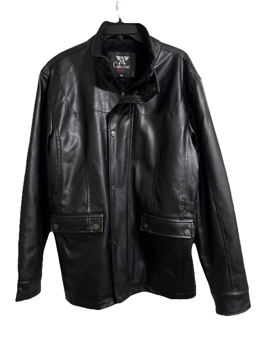 A Collezioni Leather Coat XXL Black Full Zip Made In Italy Soft