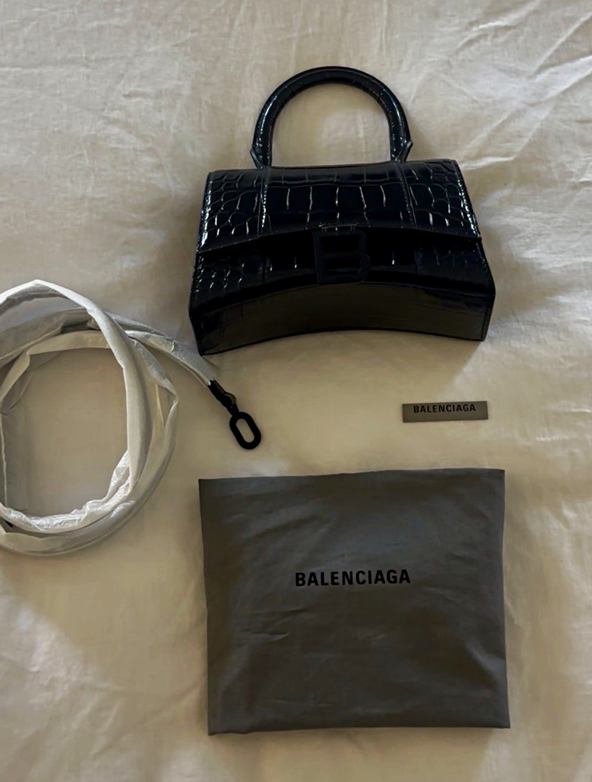 Balenciaga Crocodile Embossed XS black