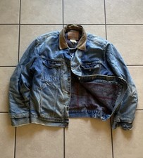 Vintage Wrangler Blanket Lined Denim Jacket Made in USA Size 40 Distressed Rare