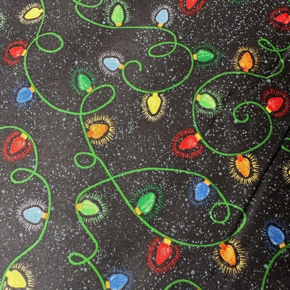 Snowman Strung Lights Christmas Fabric 1 Yards Crafts Sewing Susan Winget - Image 2 of 4