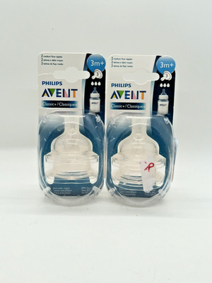 Philips AVENT Classic + Medium Flow Nipples NEW 2 pack x2 4 total