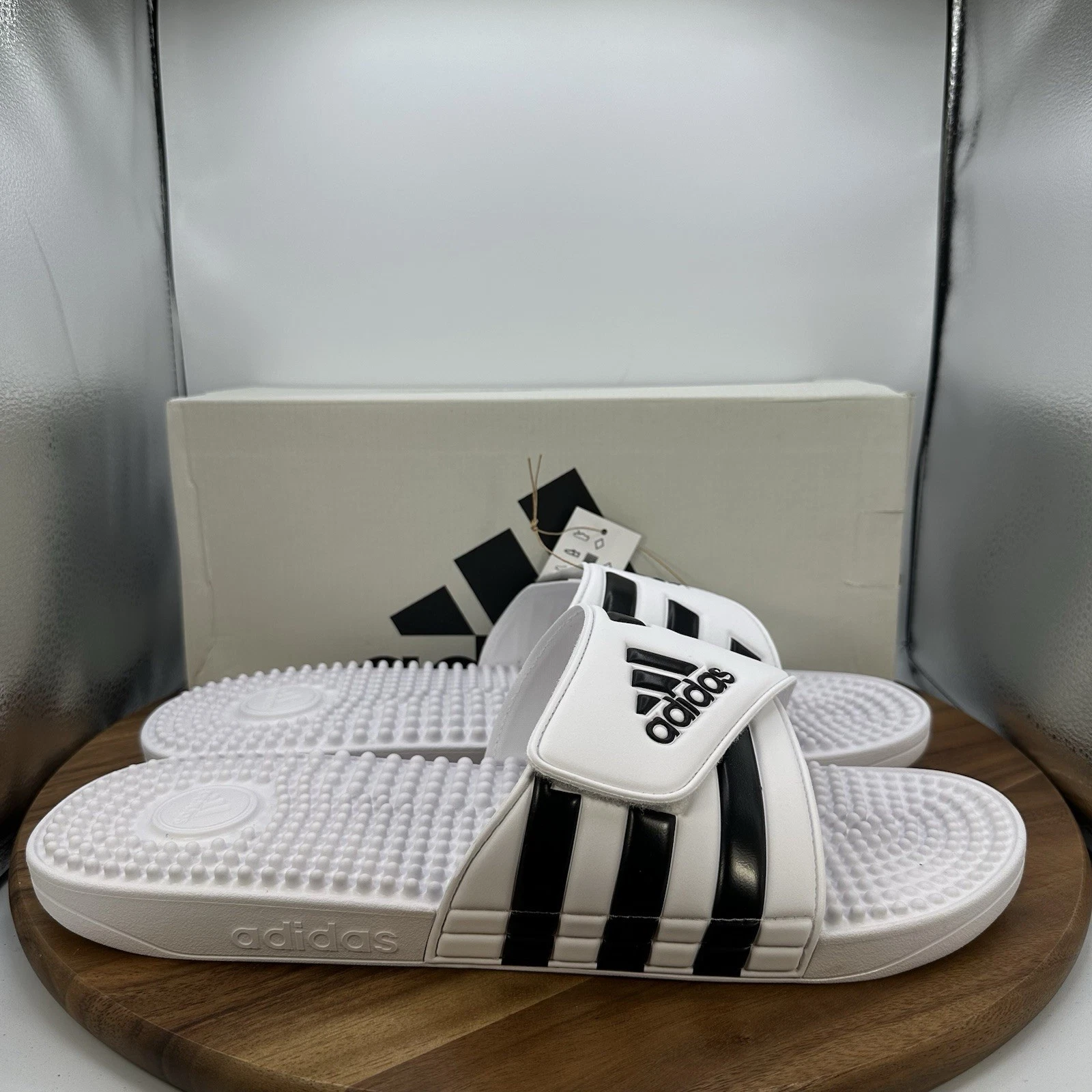 Adidas Adissage sandali slip on slide bianco nero casual spiaggia F35573 uomo 17