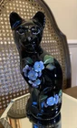 Fenton Black Cat “Circle Of Love” Handpainted Glass Figurine
