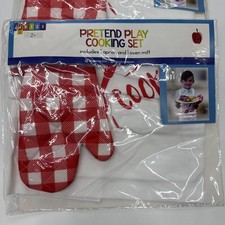 Pre-K Kids Pretend Play Cooking Set Apron And Oven Mitt 4 Sets