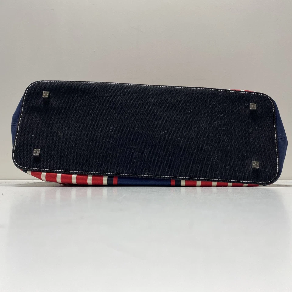 Kate Spade Red Navy Striped Canvas Tote - Image 3 of 4