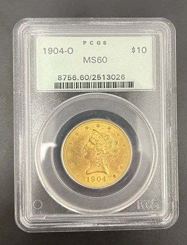 1904 O Liberty Coronet Head Eagle Gold Coin $10 Dollars MS-60 OGH