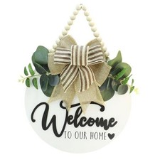 3D Welcome Sign for Front Door Home/Farmhouse Porch D cor Dia:12in Oak White