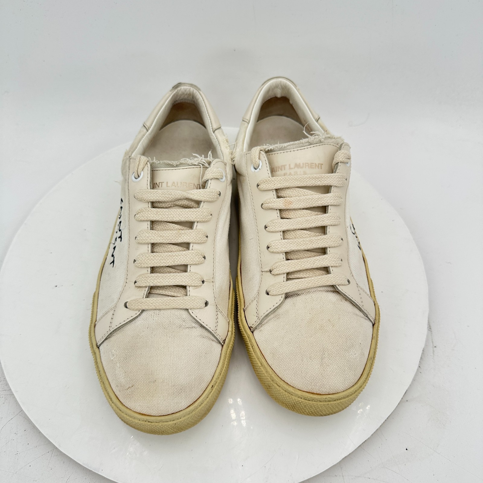 Scarpa casual bassa Saint Laurent Paris Court donna 10 uomo 7 EU 40 pelle bianca