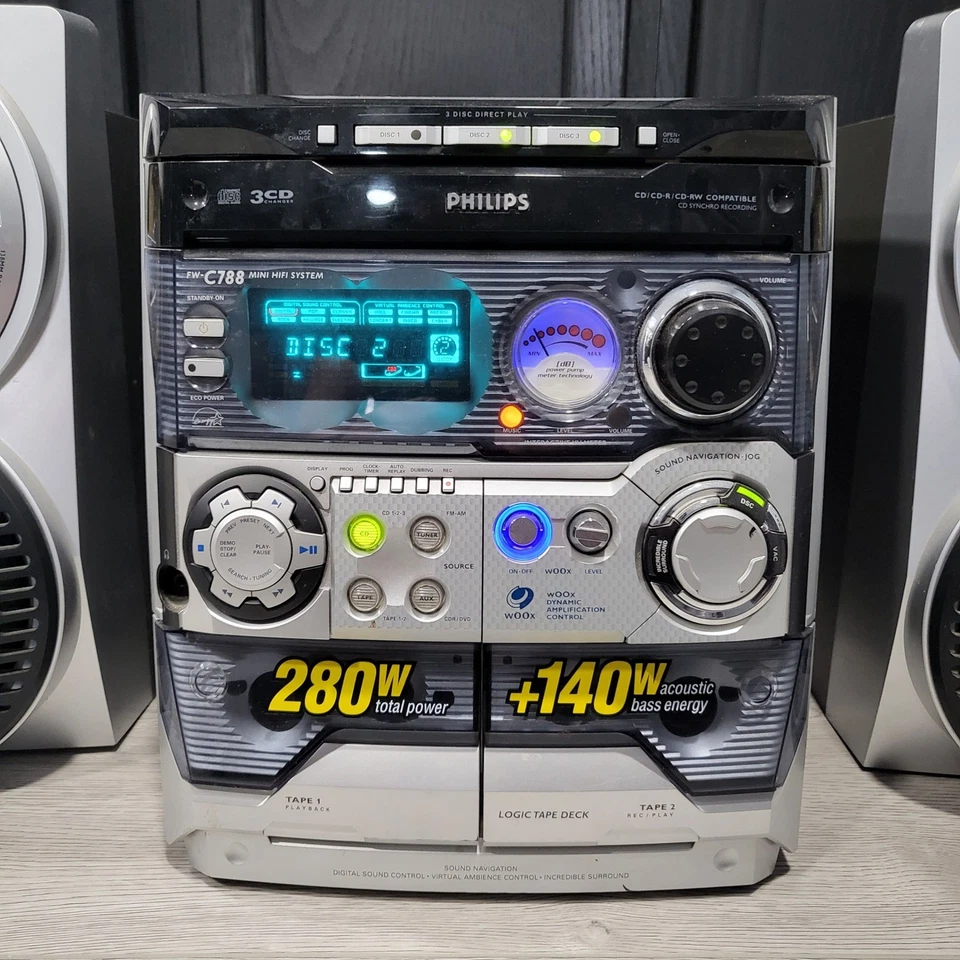 Philips FW-C788 Hi-Fi Stereo CD Player Cassette 280W WOox Speakers - UNTESTED - Image 2 of 4