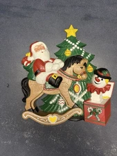 Vintage 1990 Burwood Christmas Santa Wall Hanging Plaque 3D Pre-owned Great Cons