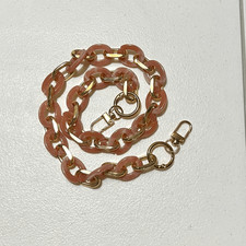 Viral Chunky Pink Rose Quartz gold clip on bag charm chain purse strap 25 inch