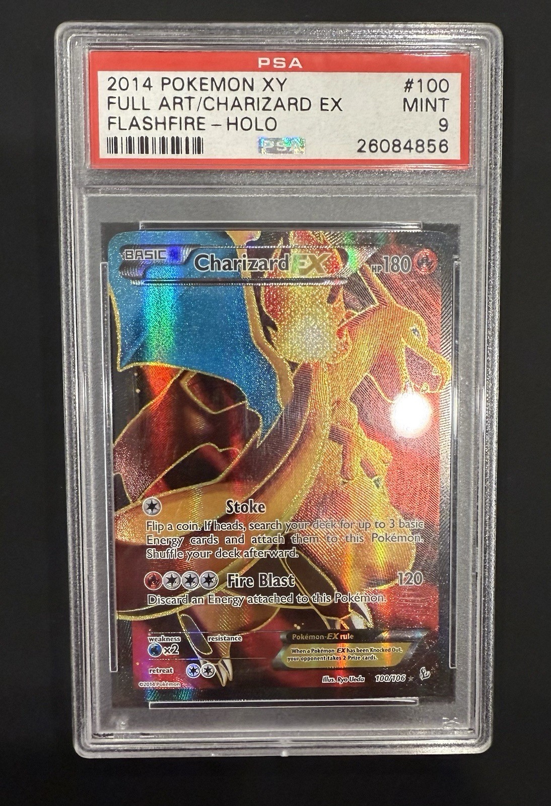 2014 Pokemon XY Full Art Charizard EX 100/106 Flashfire- Holo PSA 9