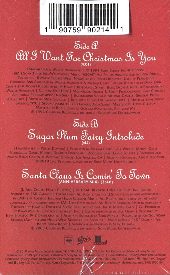 RED CASSETTE----  MARIAH CAREY All I Want for Christmas Is You SINGLE TAPE  1227 - Image 4 of 4