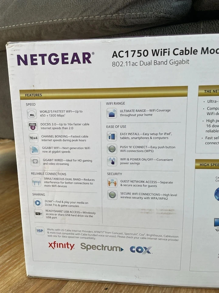 Netgear C6300 AC1750 WiFi Dual Band Cable Modem Gigabit Router Xfinity Spectrum - Image 4 of 4
