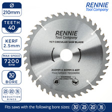 210mm x 40T TCT Circular Wood Saw Blade For Bosch, Makita, Dewalt, Festool Etc