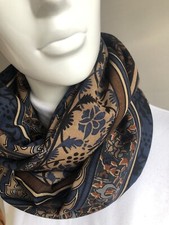 Infinity Double Loop Circle Scarf Liberty Varuna Wool “Madera” Handmade Brown