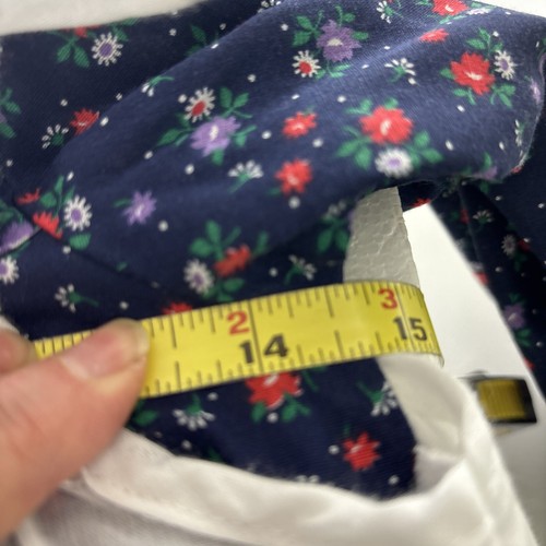 VTG Winnie The Pooh Pinafore Dress Sz 7 Cottagecore Navy Floral - Picture 8 of 8