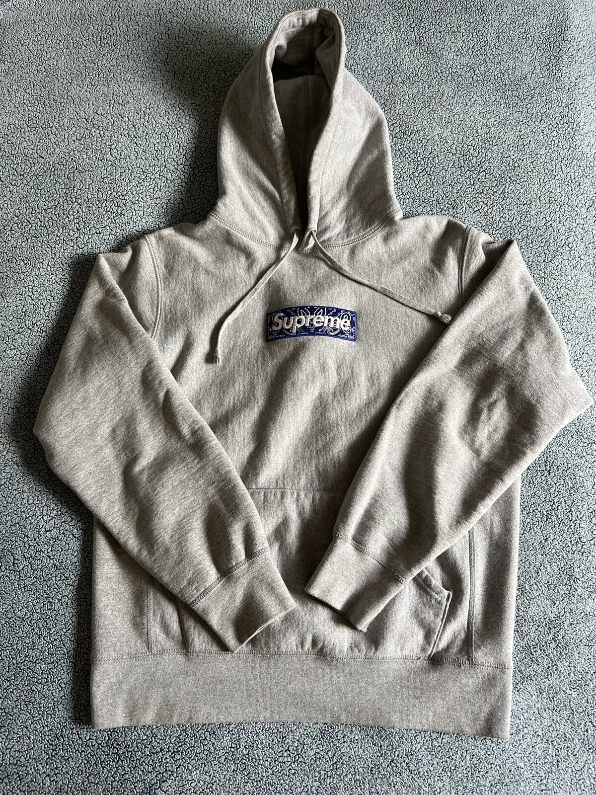 Supreme Bandana Box Logo Hooded Sweatshirt Heather Grey