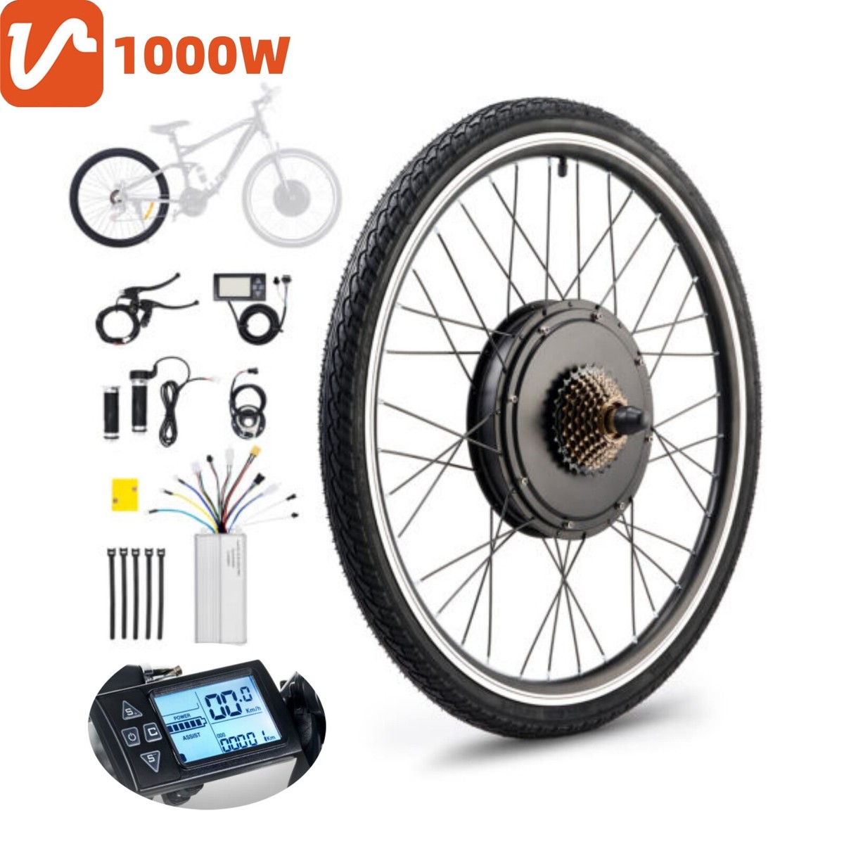 48v 1000w Rear Wheel Electric Bike Kit With Battery NEW 1000W 26