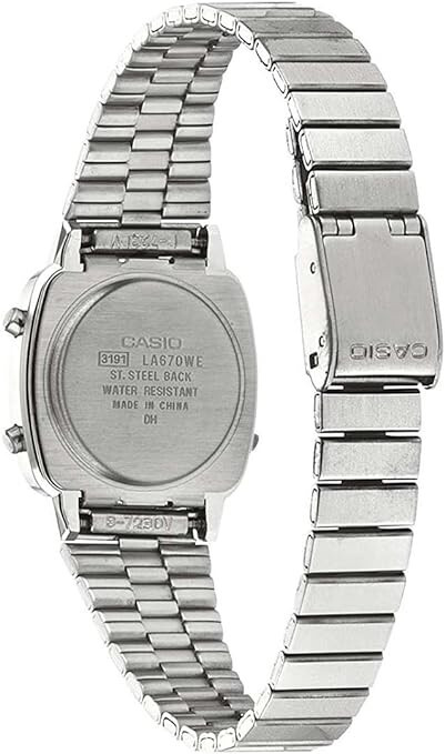 Casio Ladies Watch La670wea-1ef Digital Silver Steel Bracelet for
