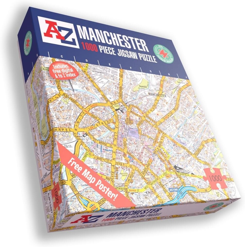 Great Britain A-Z Map of Manchester 1000 Piece Jigsaw Puzzle Exclusive St Map