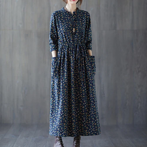 Ladies Long Dress Crew Neck Maxi Dresses Women Kaftan Holiday Sleeve Baggy Loose - Picture 9 of 47