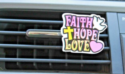 Faith Hope Love Car Air Vent Clip Essential Oils Diffuser Christian Religious