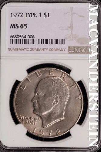 1972 Type 1 Eisenhower Dollar - NGC MS 65 - Brilliant Uncirculated  #SLG662