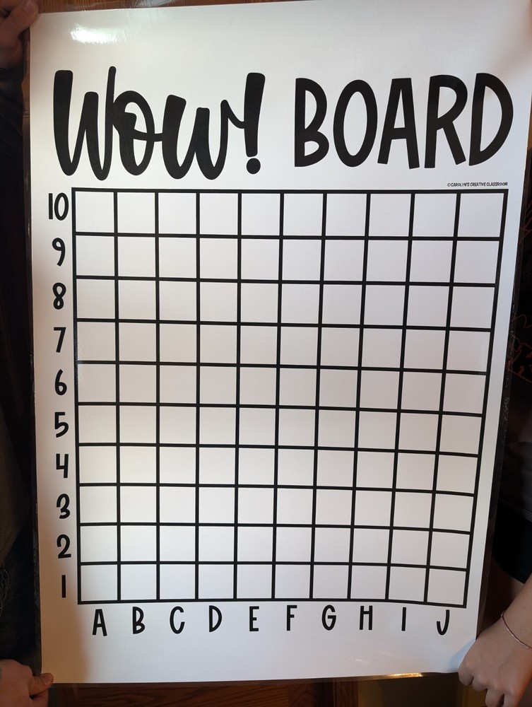School Classroom *WOW* Poster Board 10x10 Grid 100 Squares Behavior Incentive