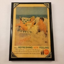 COCA COLA Vintage Ad Framed, Refreshing New Feeling ZING!