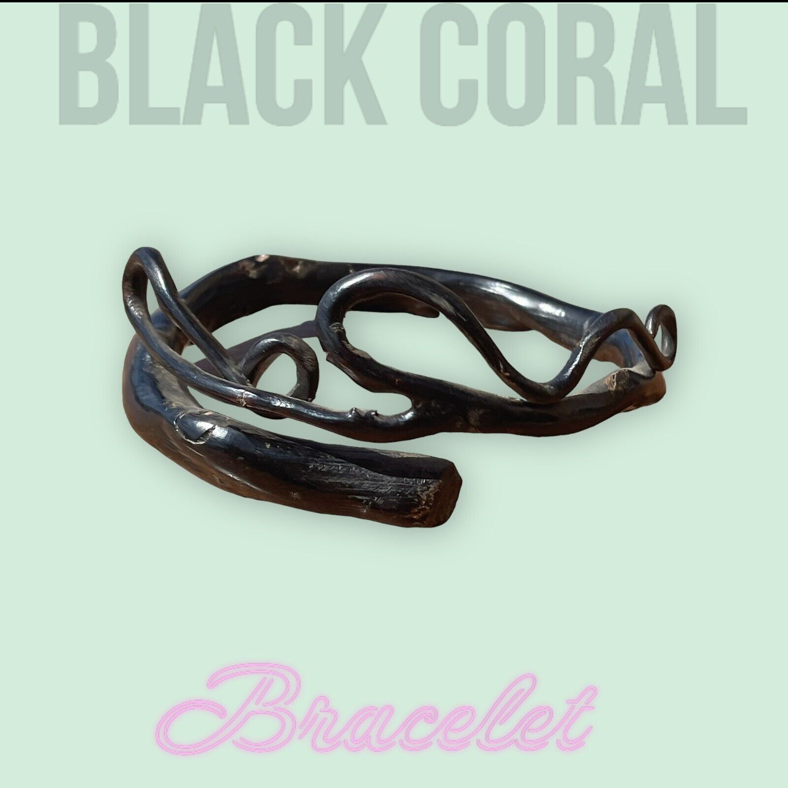 Black Coral Branch Antique Hand made Vintage Wris… - image 1