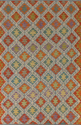 Wool Reversible Kelim Kilim Rugs Flatweave Tribal Wool Carpet 7x10 ft