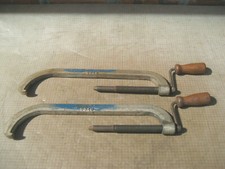 2 MORSETTI VINTAGE MANOVELLA LEGNO GY88 APERTURA 10" PROFONDITÀ 1-5/8" VECCHI ATTREZZI ARMAIOLI