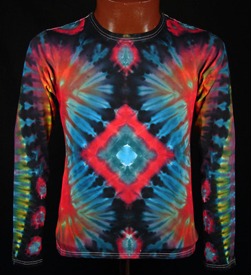 T-Shirt Size S - 5XL Long Sleeve Hand Dyed Hippie Tie Dye Tie Dye Flower Power Goa NEW