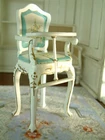 1/12 Scale Miniature French Royal Louis Gold Blue White Wood Baby Dinner Chair