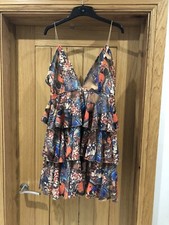 ladies pretty little thing multicoloured butterfly print strapless dress size 10
