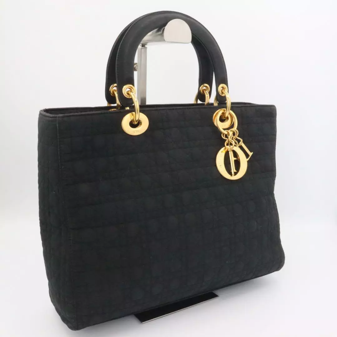 Sac à main Christian Dior nylon noir GD cannage authentique 