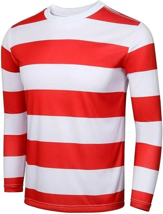 Camiseta a Rayas Rojas y Blancas Para Hombres Gafas Sombrero Disfraz Halloween Juegos con disfraces Lrg Foto 4 de 4