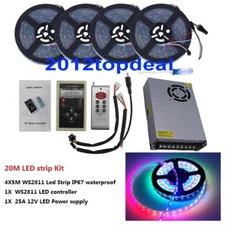 WS2811 12V 30led RGB Addressable led strip IP67+RF Wireless Controller+power KIT