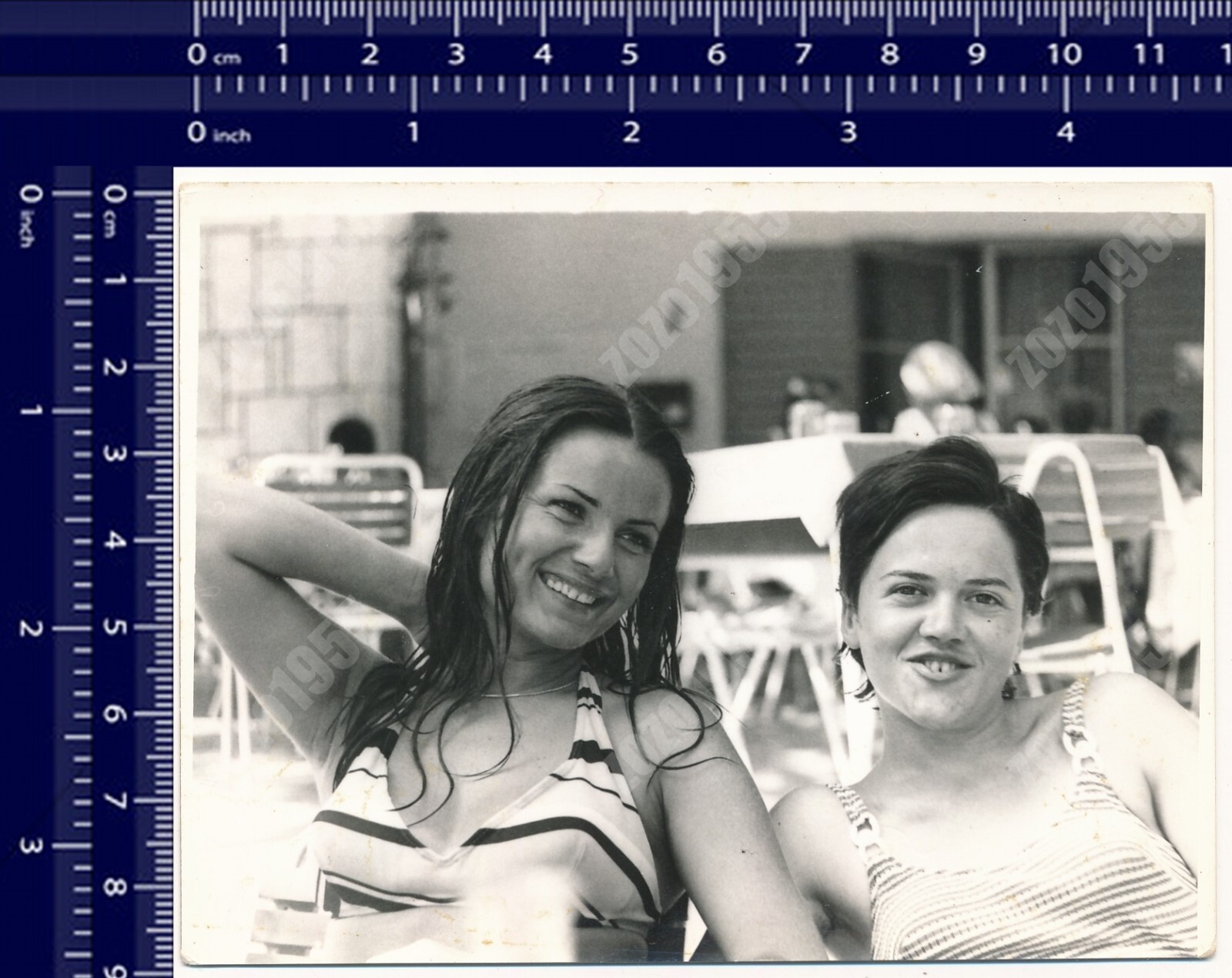 Two Pretty Women Ladies in Cafe Smiling Females vintage original photo