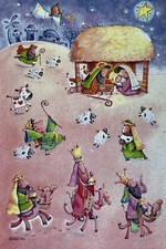 NATIVITY SCENE Stickers 13pc AGC  Religious  Church  Manger  3 Wiseman  Card Making