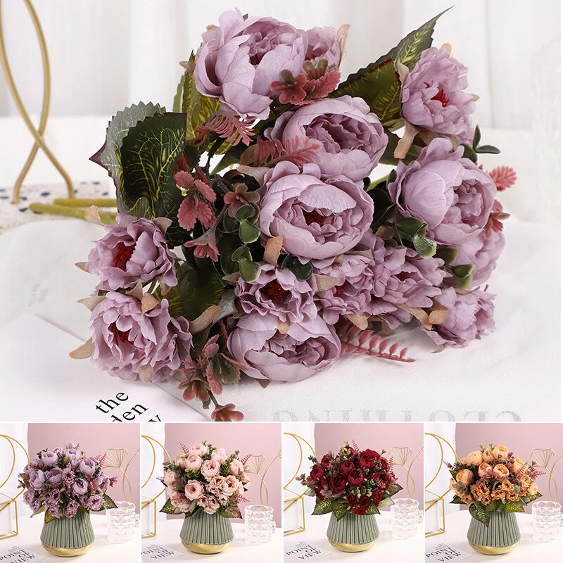 1 букет искусственный шелк подделка большой пион цветы гортензии свадьбы вечеринки декор - Изображение 2 из 4