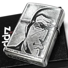 Zippo Oil Lighter  Golgo 13 Duke Togo Sniper Silver Brass Regular Case Japan New