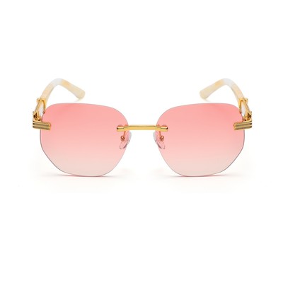 Sunglasses Men Shades Classic Gold Frame Woody Rimless Style Retro Vintage Light