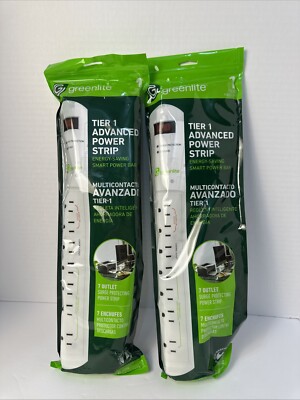 Greenlite Tier 1 Advanced Power Strips. 7 Outlet Smart Power Bar. 2 Pc Lot. 