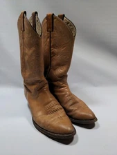 JUSTIN BOOTS COWBOY BROWN LEATHER MEN'S BOOTS 9D J4580 USA Needs Repair 