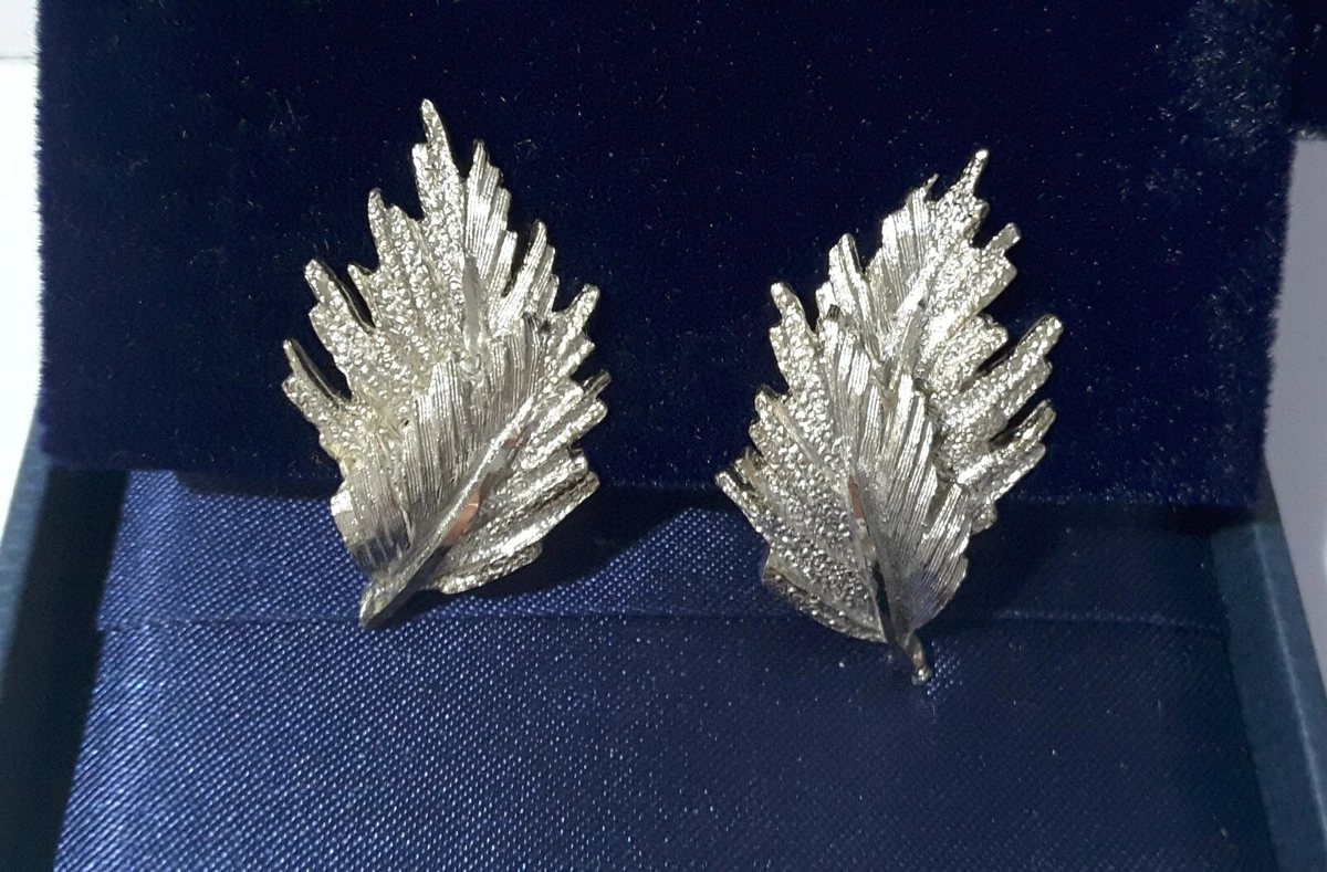 Metal leaf earrings shop