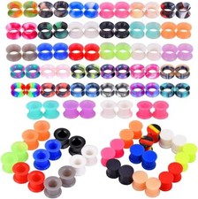 14-100Pcs Silicone Ear Plugs Tunnels Double Flared Ear Gauges Earlets 2G-20MM