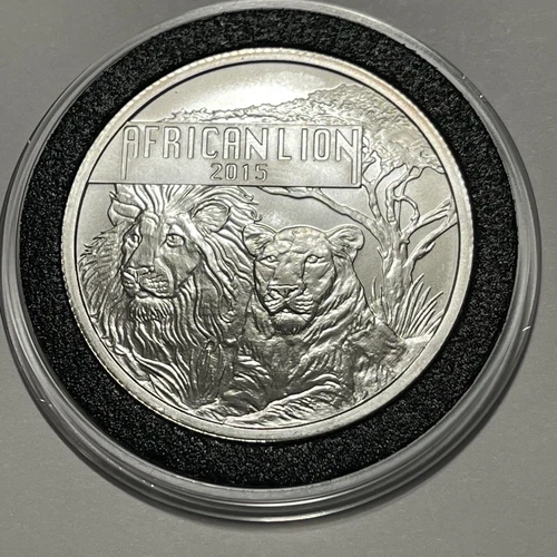 2015 African Lion Lioness Collector Coin 1 Troy Oz .999 Fine Silver Round Medal